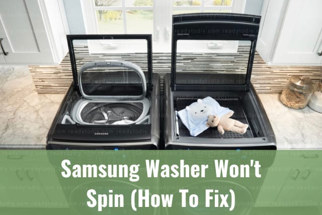 Modern washer with clothes inside