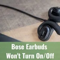 Black earbuds in the table