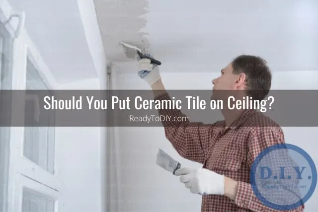 Man putting cement in the ceiling