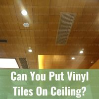 Wooden tiles vinyl on the ceiling