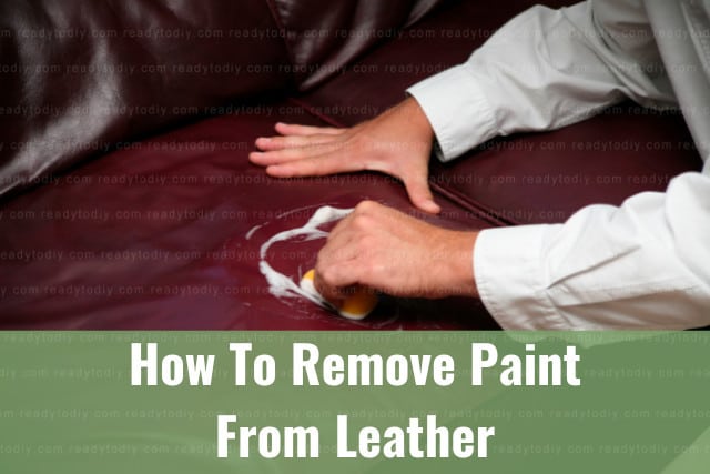 Man removing paint in leather