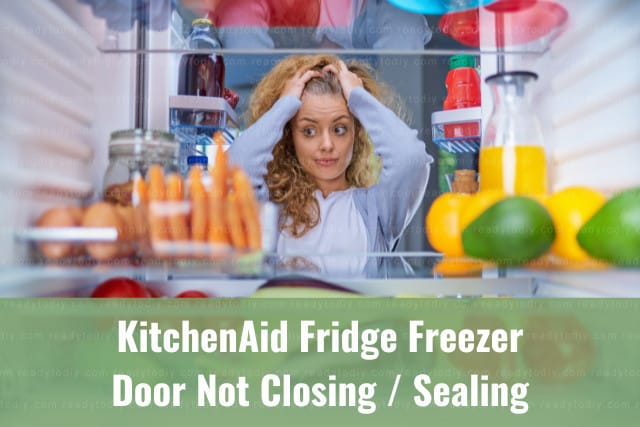 Frustrated woman looking at the refrigerator